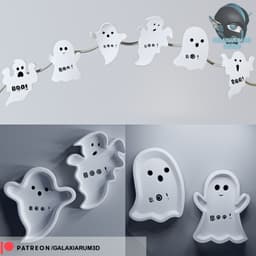 Halloween Ghost Boo Decor and Ashtray 3d model