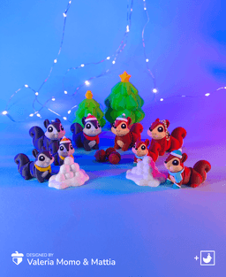 Cute Flexi Squirrel (Toy, Keychain), + Winter Edition 3d model