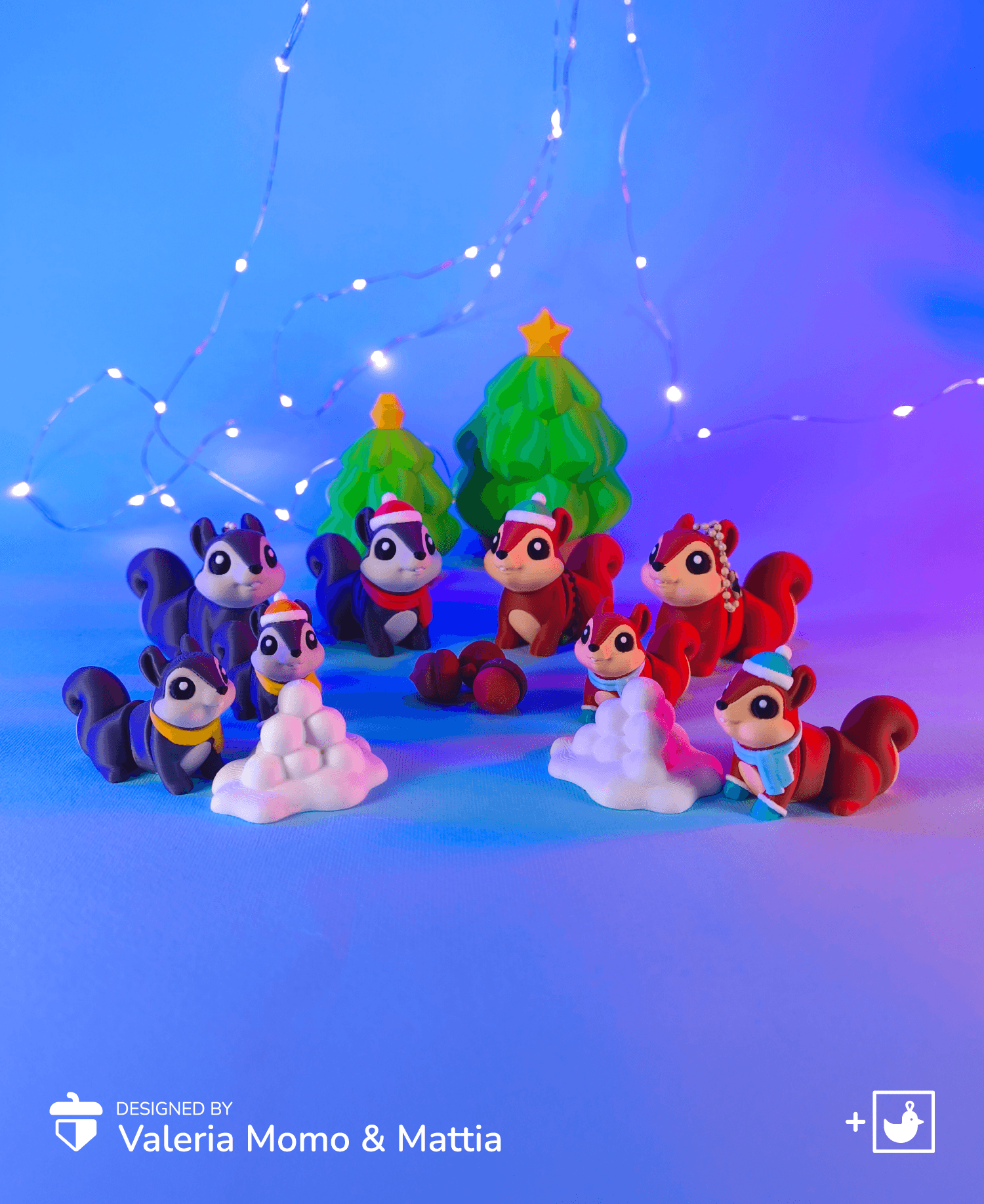 Cute Flexi Squirrel (Toy, Keychain), + Winter Edition 3d model