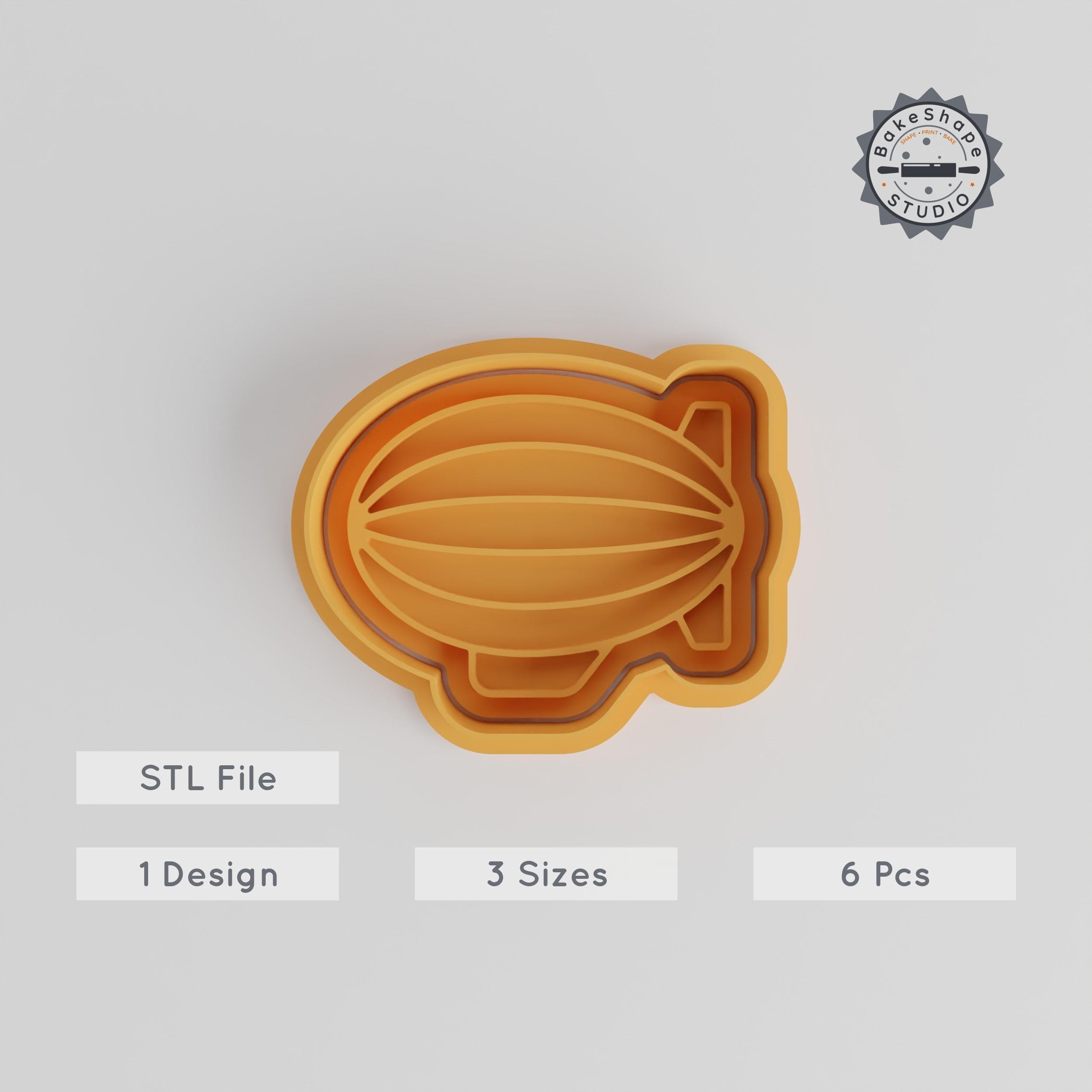 Blimp Shape Cutter & Stamp Set, Perfect for Cookies & Fondant, Includes S/M/L Sizes, 6-Piece Aviation Balloon Sky Cruiser Collection PRODUCT_3200 3d model