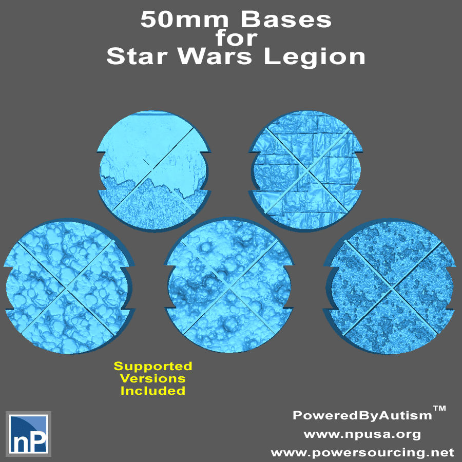 50mm Notched Round Bases for Miniatures - Pack 1 3d model