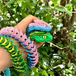 Articulated Bush Viper Snake | Pre-Painted + Optional 8mm Glass Eye Version 3d model