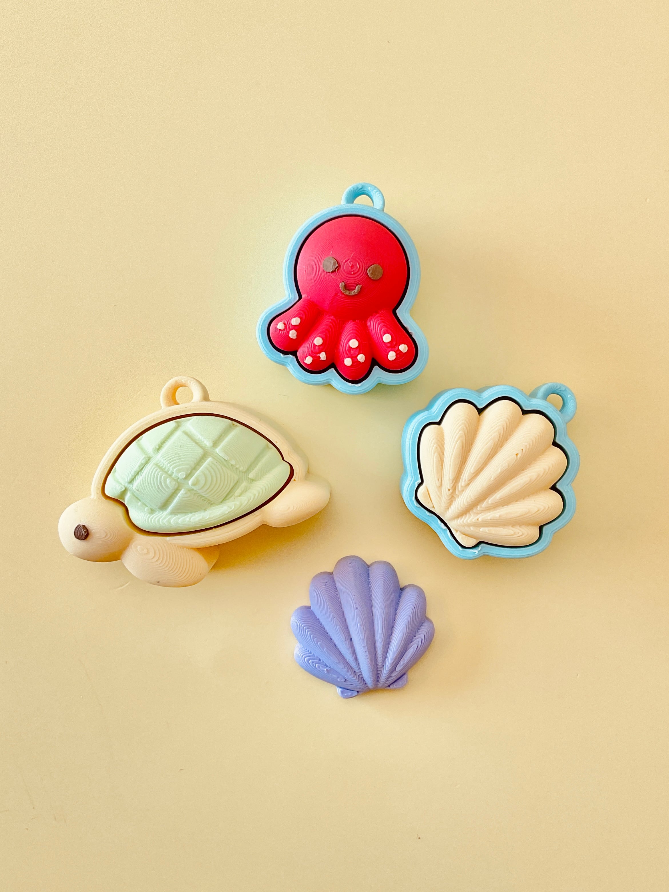 Sea Creature Friends Clicker Keychain Fidget Toy Bundle 3d model