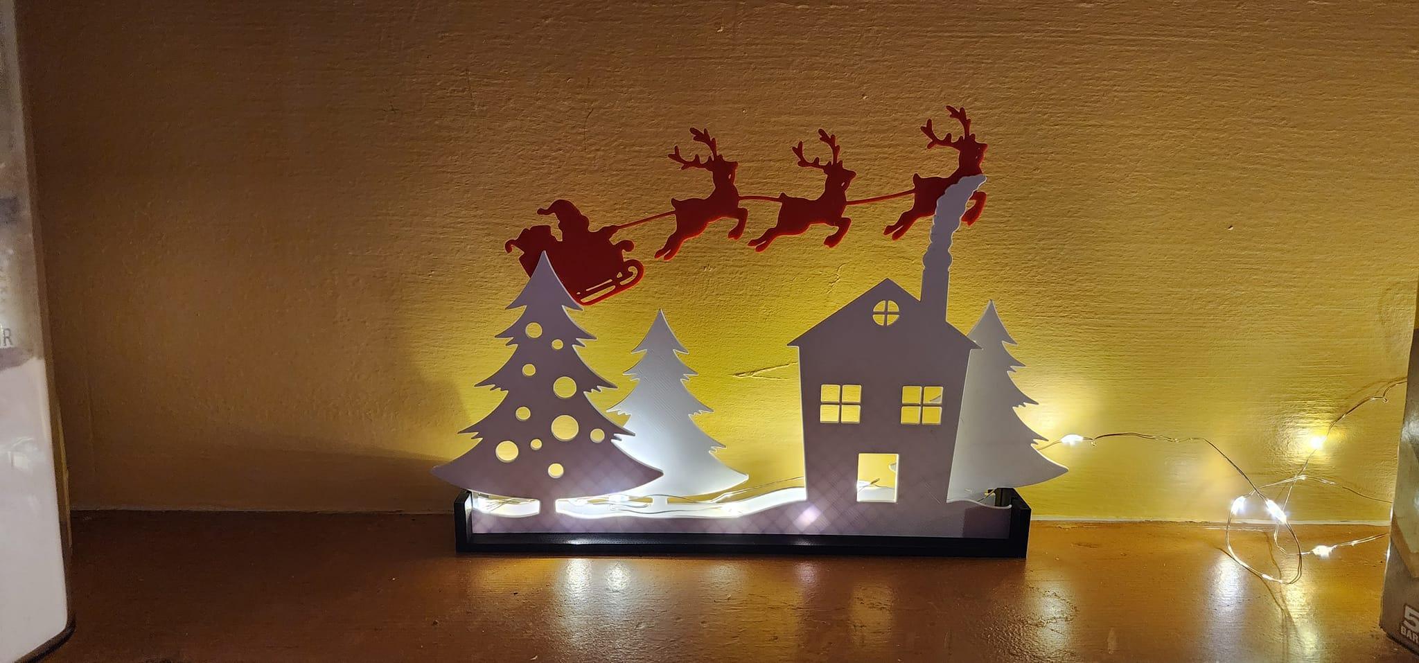 Santa flying over Christmas Tree 3d model