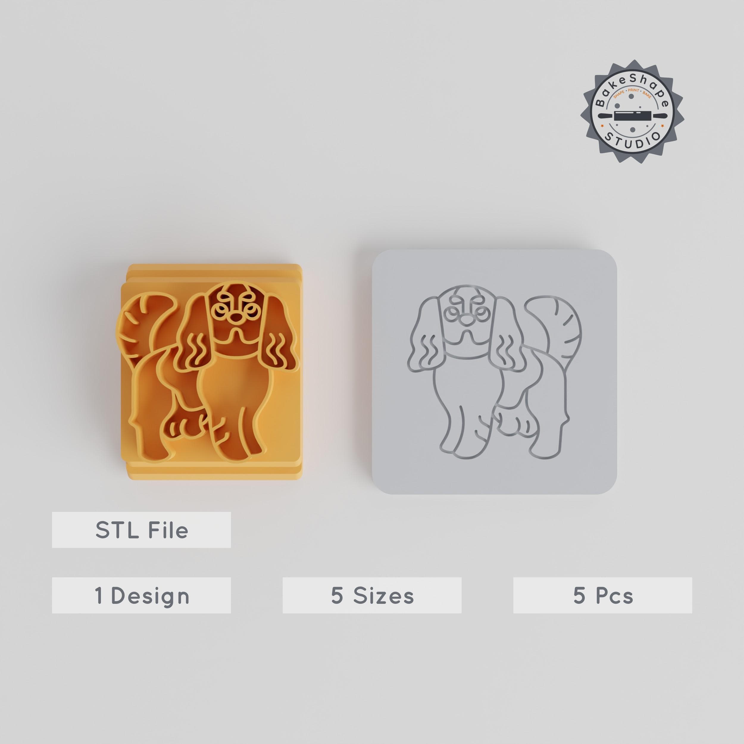 Cavalier King Charles Spaniel Stamp Tile Set, 5 Sizes for Clay, Cookies & Fondant, Dog Motif Decoration Pack PRODUCT_5359 3d model