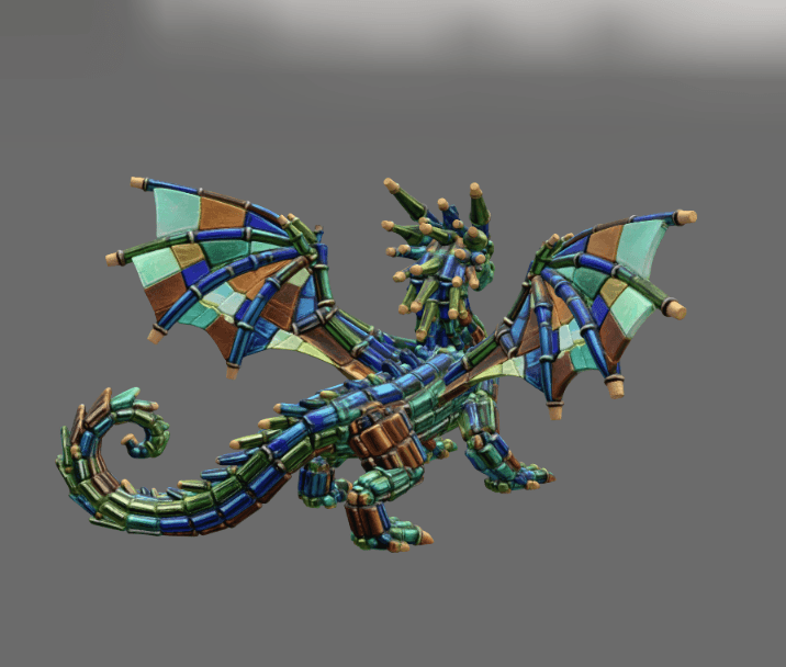 Stained Glass Dragon STL File for 3D Print 3d model