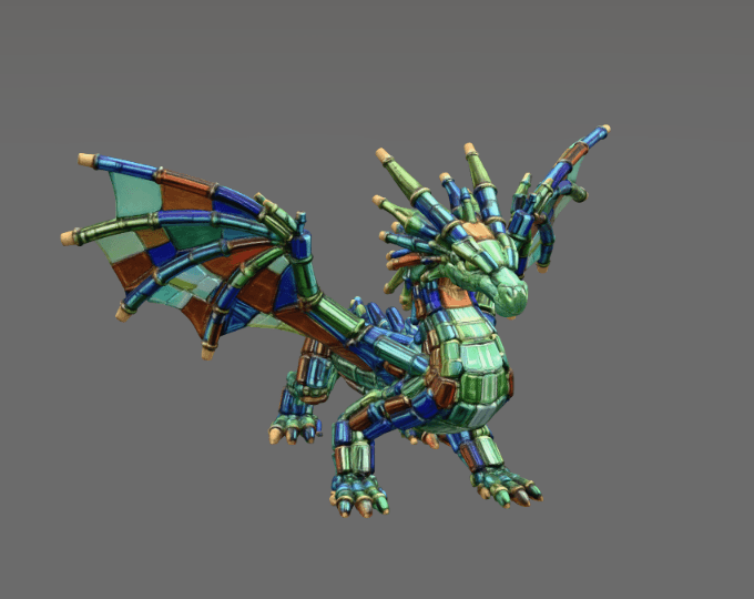 Stained Glass Dragon STL File for 3D Print 3d model