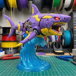 Mecha Shark Attack Statue | Sci-Fi Ocean Figure 3d model