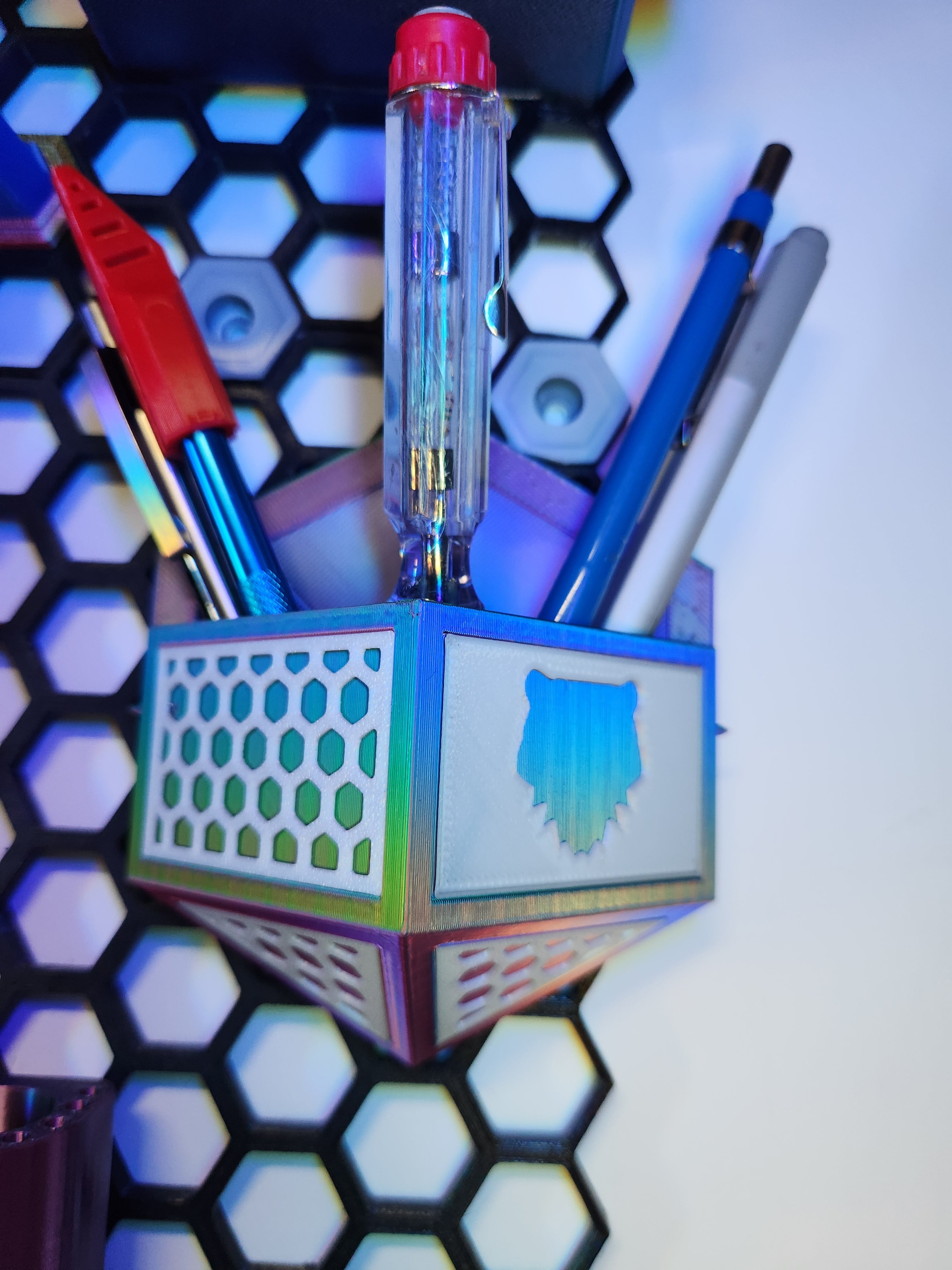 Hexagonal Container Holder works with HSW or standalone! No supports needed 3d model