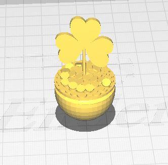 Gold Kettle and Clover 3d model