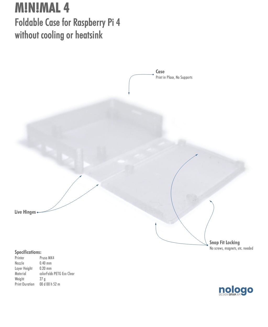 M!N!MAL 4 - Raspberry Pi 4 Case 3d model