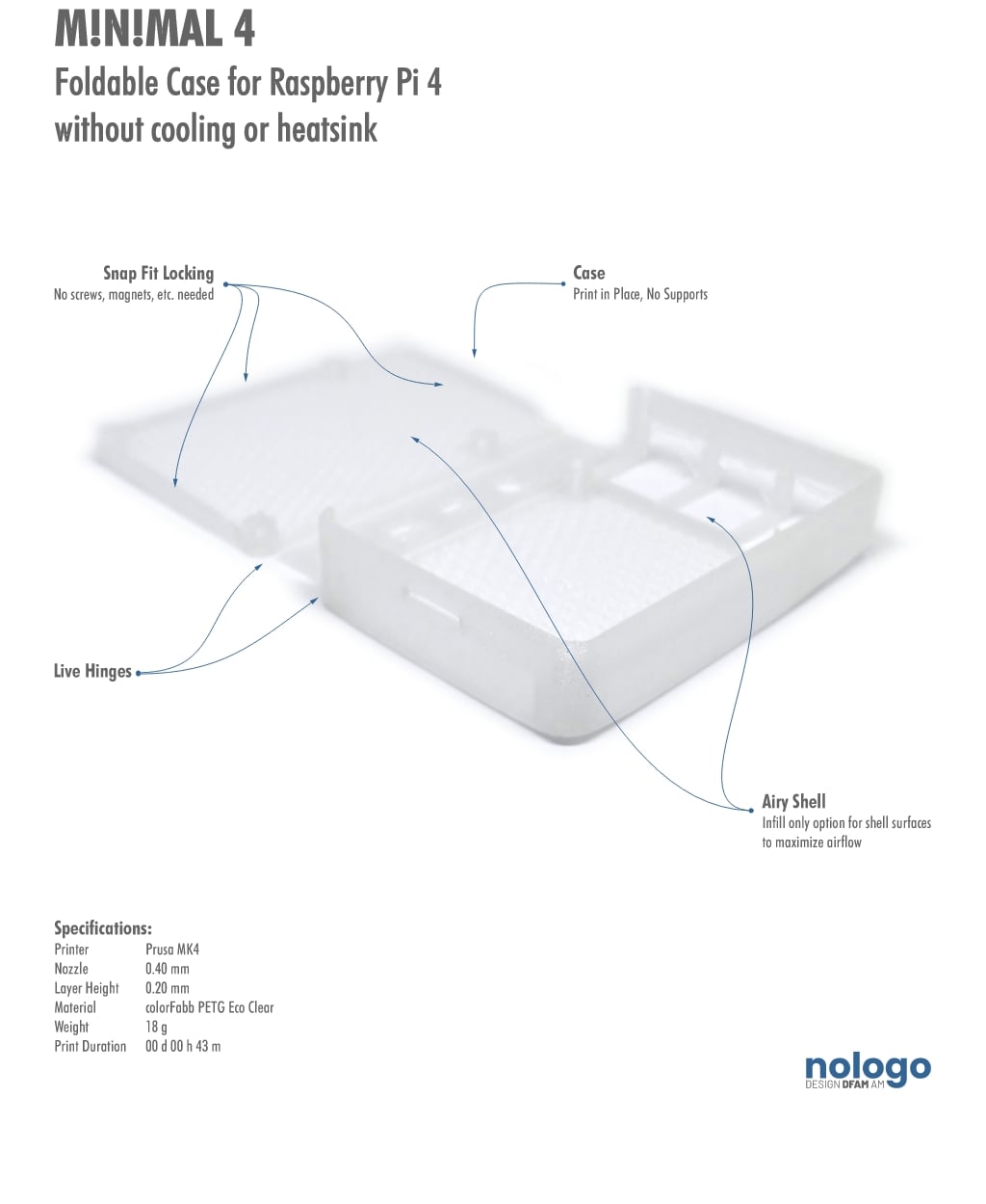 M!N!MAL 4 - Raspberry Pi 4 Case 3d model