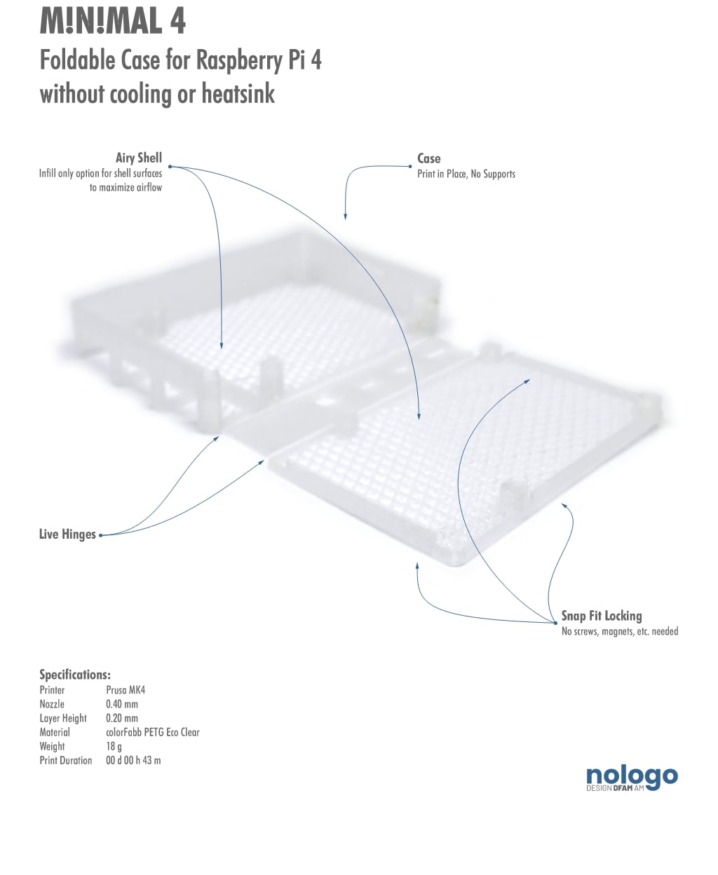 M!N!MAL 4 - Raspberry Pi 4 Case 3d model