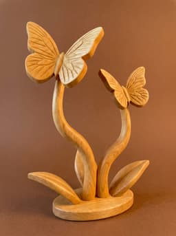 Graceful Dancing Butterflies Sculpture - Handcrafted Wooden Style Nature Display 3d model
