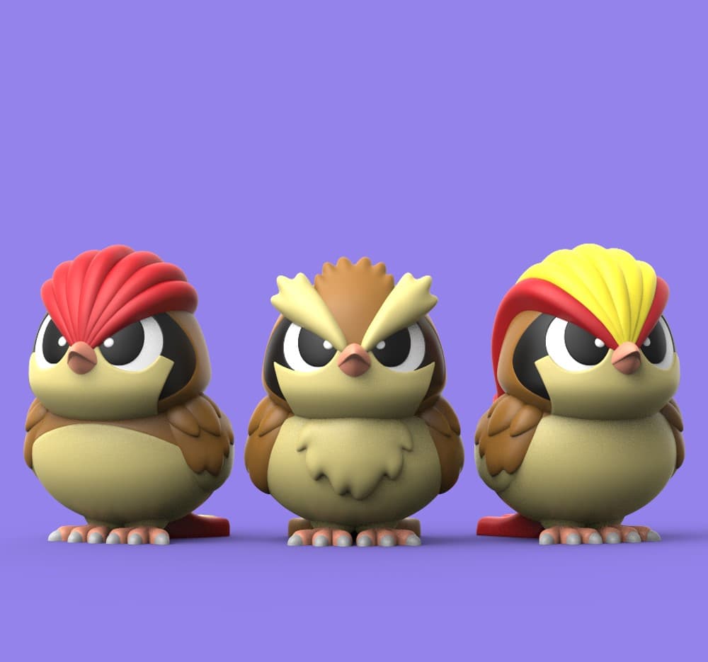 Chibi Pidgey Evolution (Easy Print No Supports) 3d model