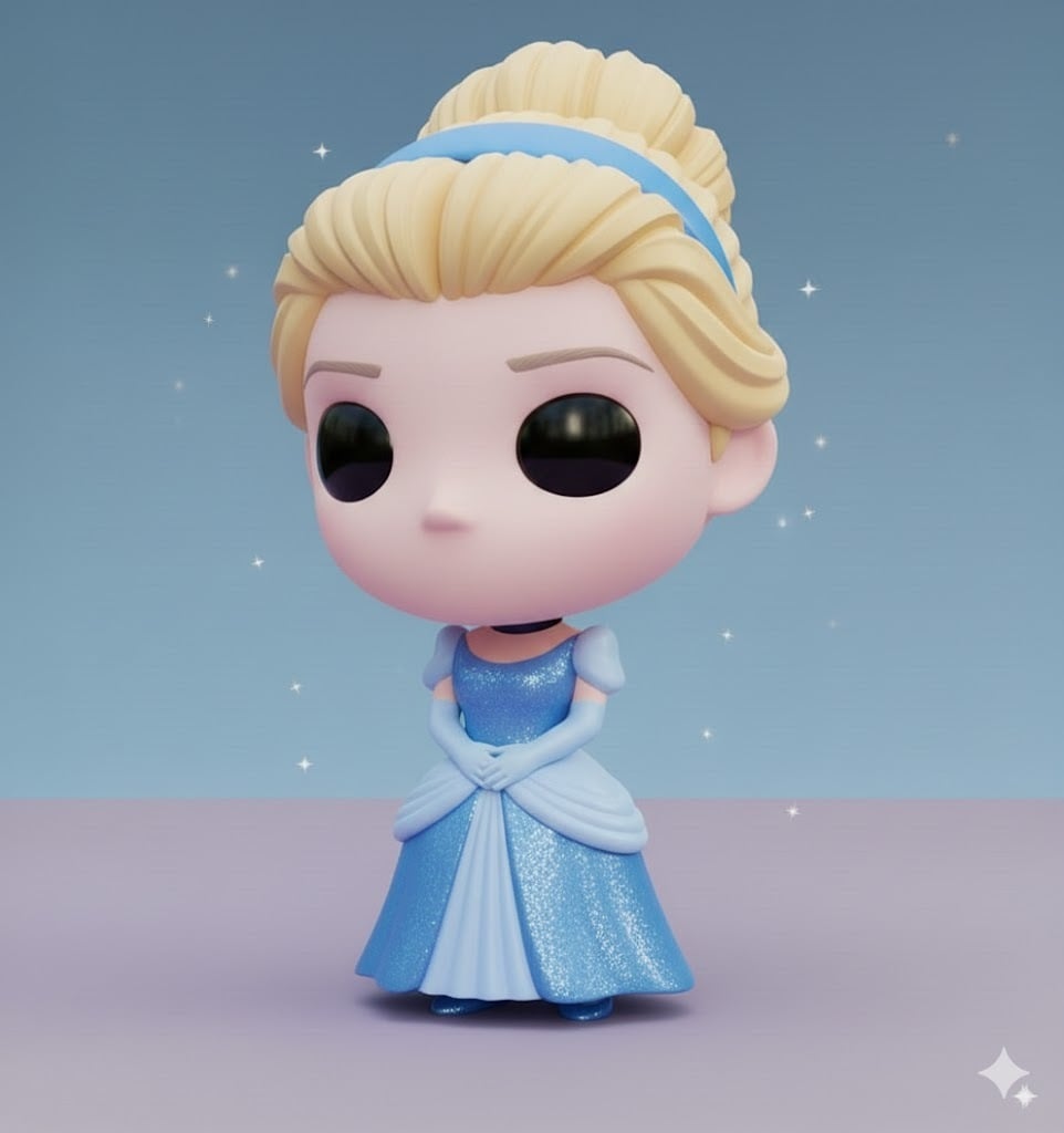 Cinderella KAWAII CHIBI COLLECTIBLE 3D FIGURE (STL FILE) 3d model