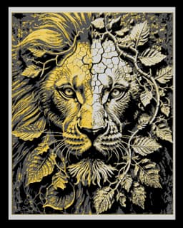 Two Shades of a Lion - Carved Relief Design - Wall art Hueforge 3d model