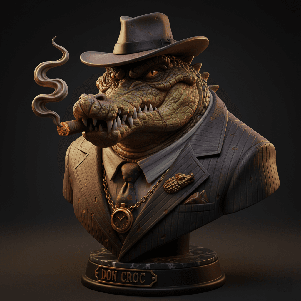 Mafia Crocodile Bust Don Detailed STL Download 3d model