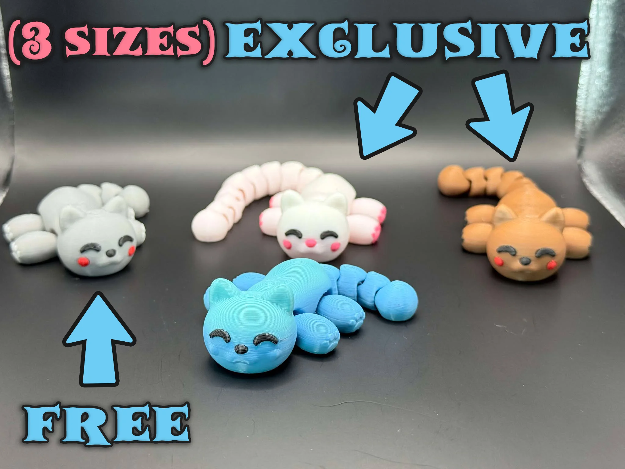 Cute Tiny Articulated Kawaii Cat with Paws 3d model