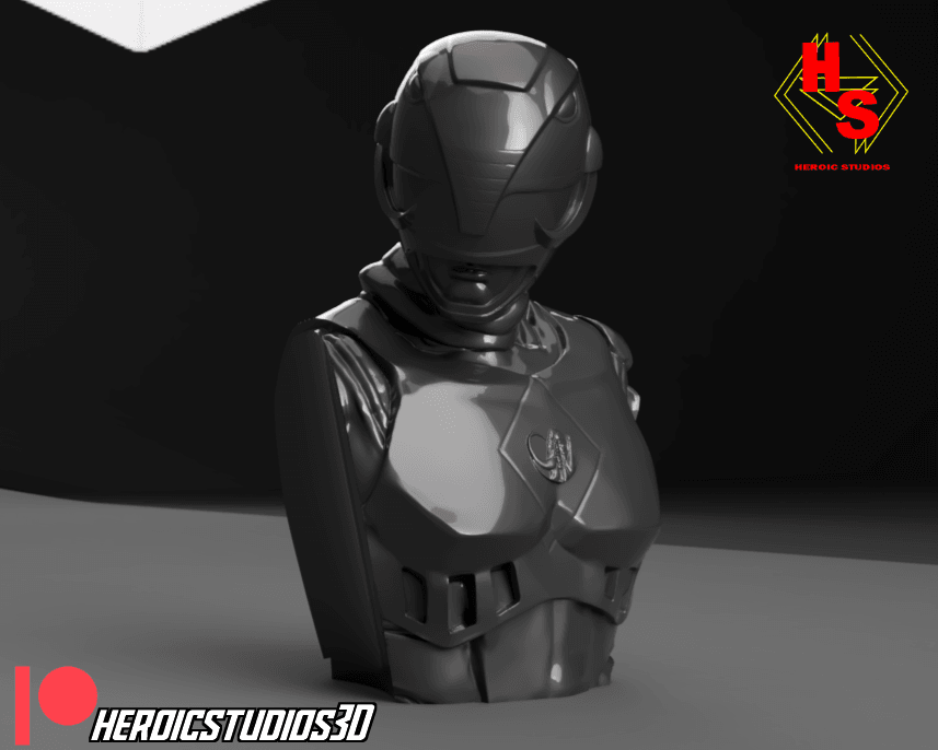 MMPR Movie Black Ranger Bust 3d model