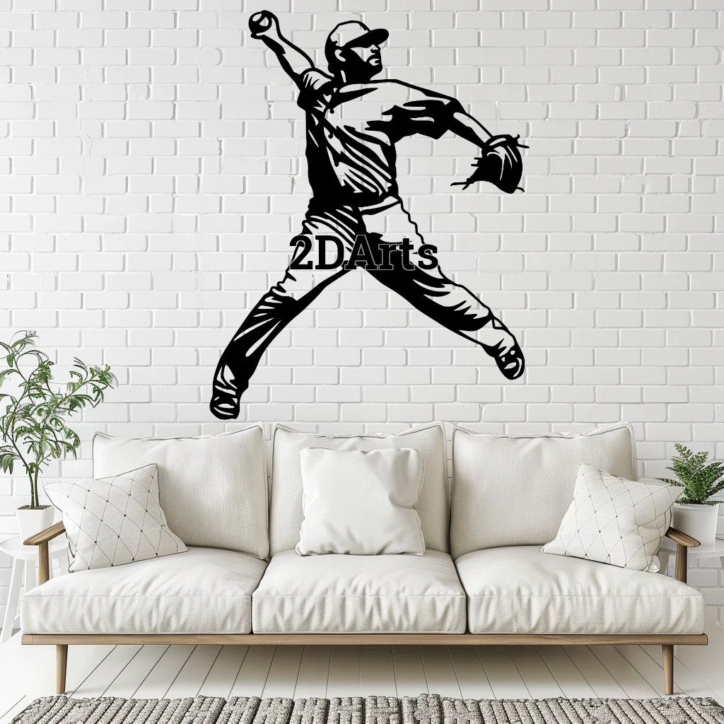 Baseball Player 2D Wall Art/Window Art - Digital STL & SVG Files for 3D Prin 3d model