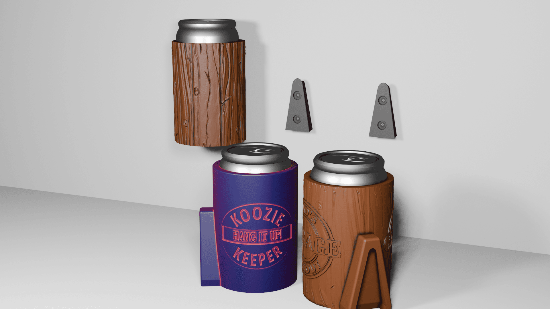 The Koozie Keeper Wall Mount Beer Can Holders 3d model
