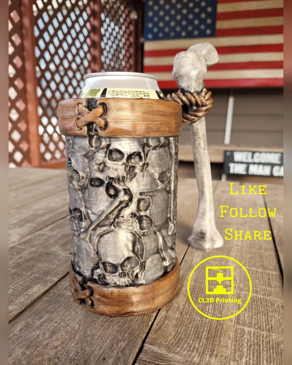 Bone Stack Can Koozie with Bone Handle - Tallboy and 12 ounce 3d model