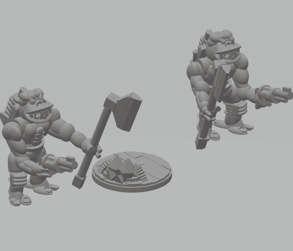 FHW: Oxchan /Space Orcs Melee Trooper with axe and blaster 3d model