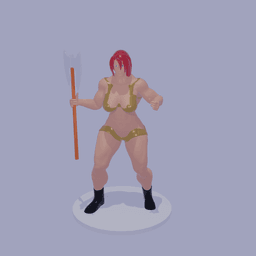 Barbarian Woman with an Axe v2 3d model