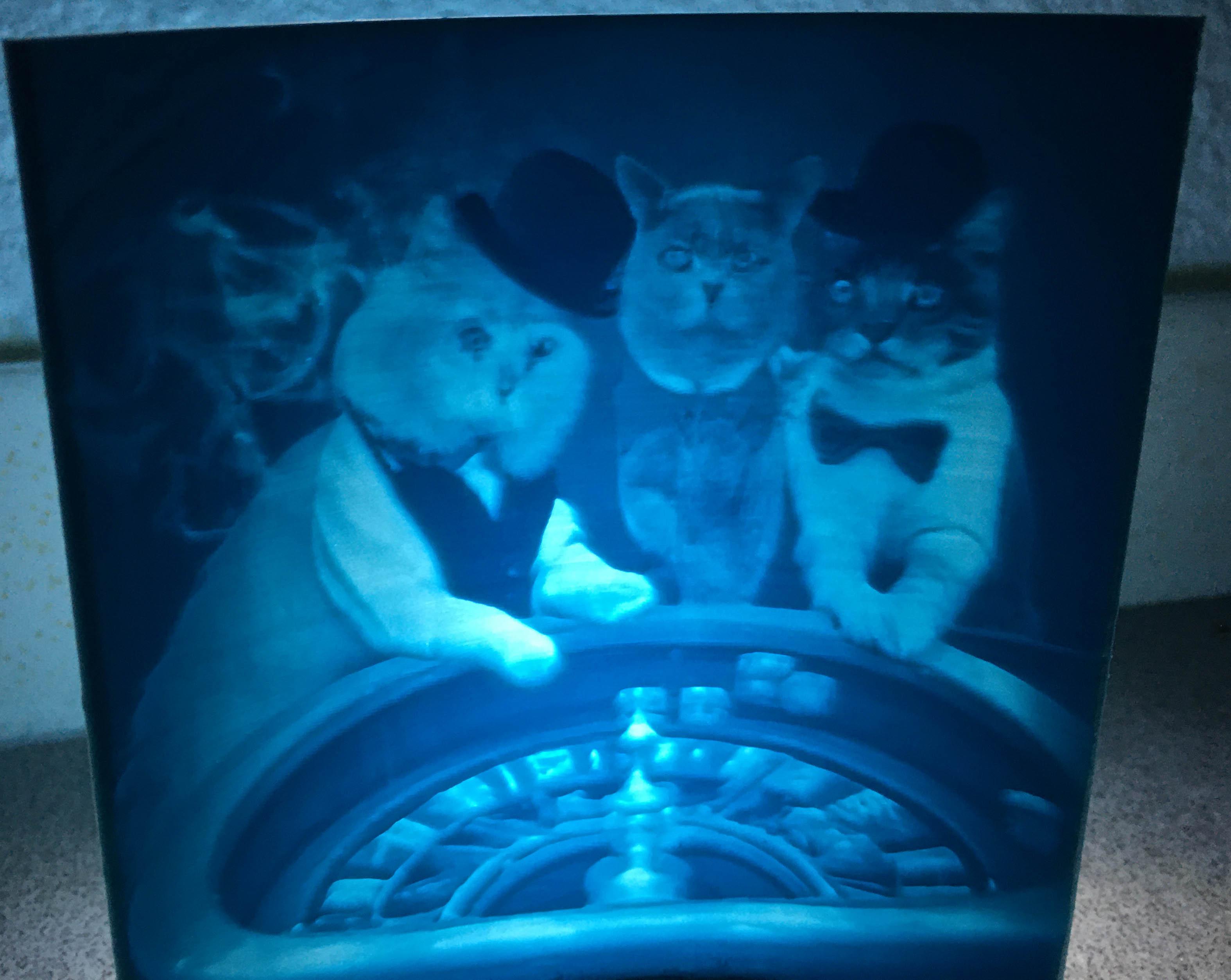 Lithophane of Cats Playing Roulette 3d model