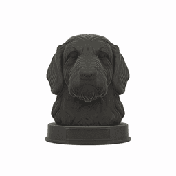 Otterhound Dog Bust with Nameplate - 3D Printable STL 3MF - Pet Memorial Statue 3d model
