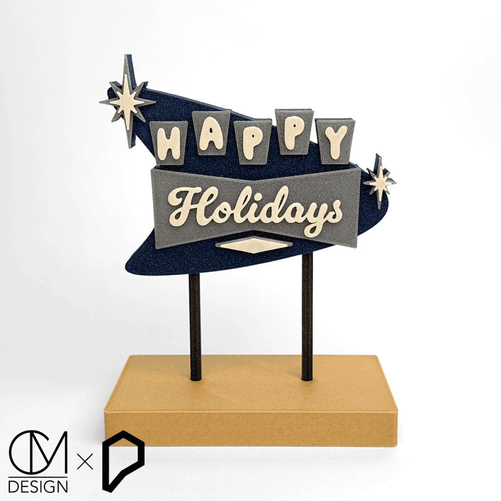Mid Century Happy Holidays Sign 3d model