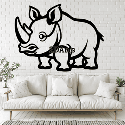 Cute Rhinoceros 2D Wall Art/Window Art - Digital STL & SVG File for 3D Printing or Laser Cutting 3d model