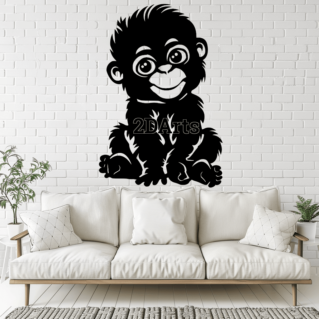 Baby Cartoon Monkeys 2D Wall Art/Window Art - Digital STL & SVG File for 3D Printing or Laser Cuttin 3d model
