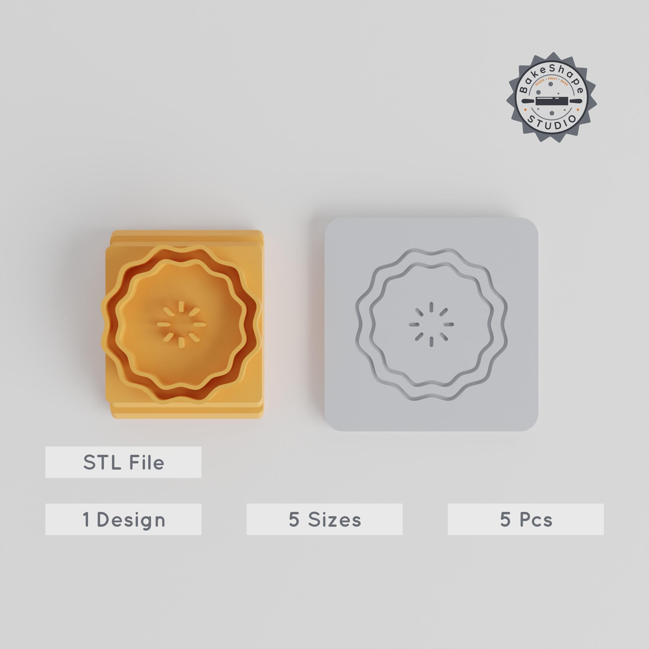 Pie Stamp Tile, Celebration Design, 5 Size Pack, Perfect for Clay, Cookies & Fondant PRODUCT_5296 3d model