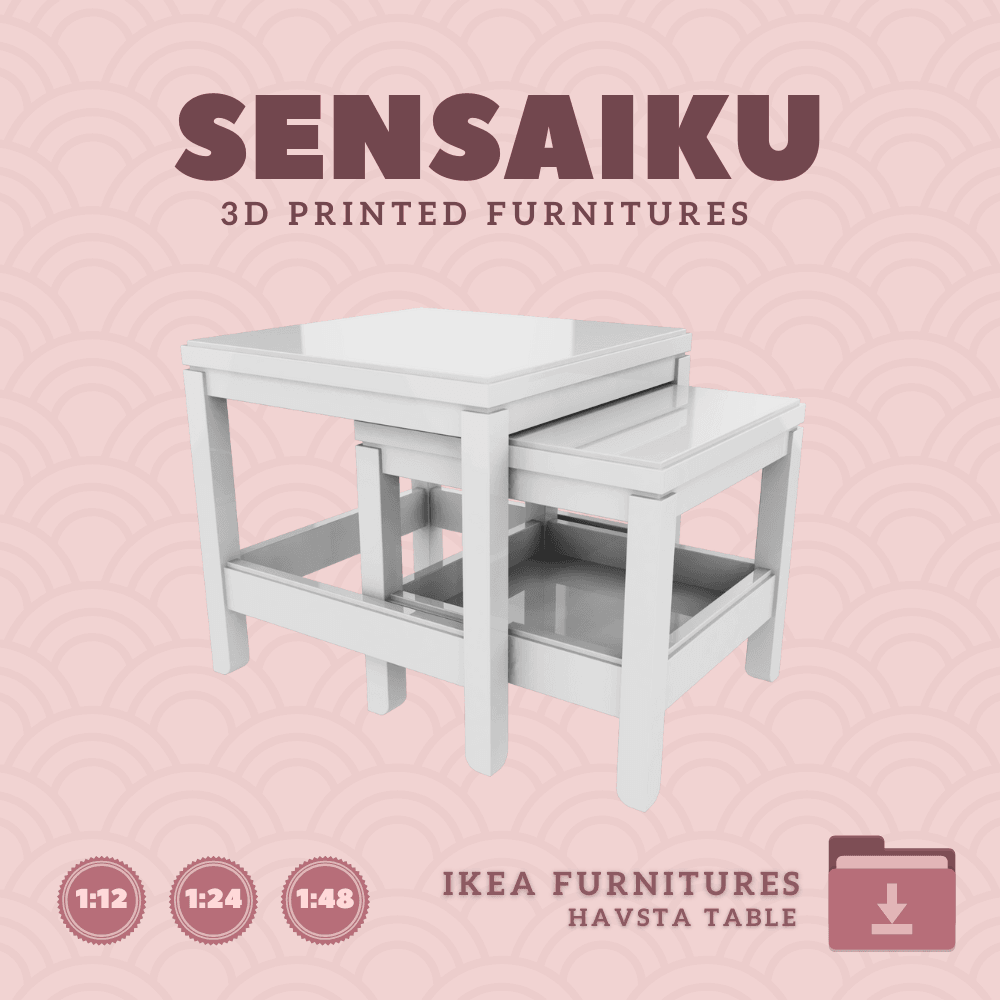 Miniature Replica HAVSTA Nesting Table for Miniature Dollhouse - IKEA (1:12,24,48) - 3D Print Instan 3d model