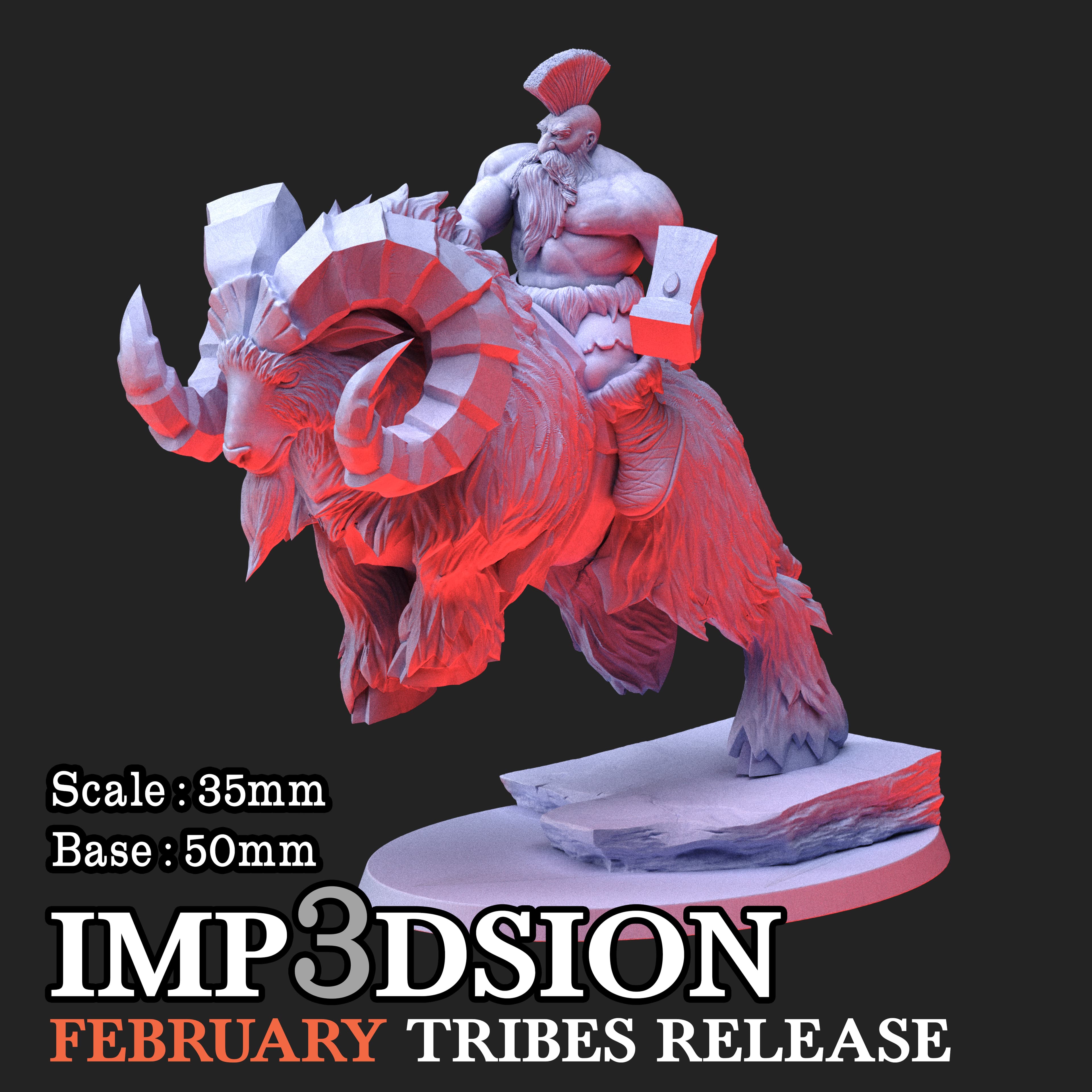 Goat Rider dwarf 03 3d model
