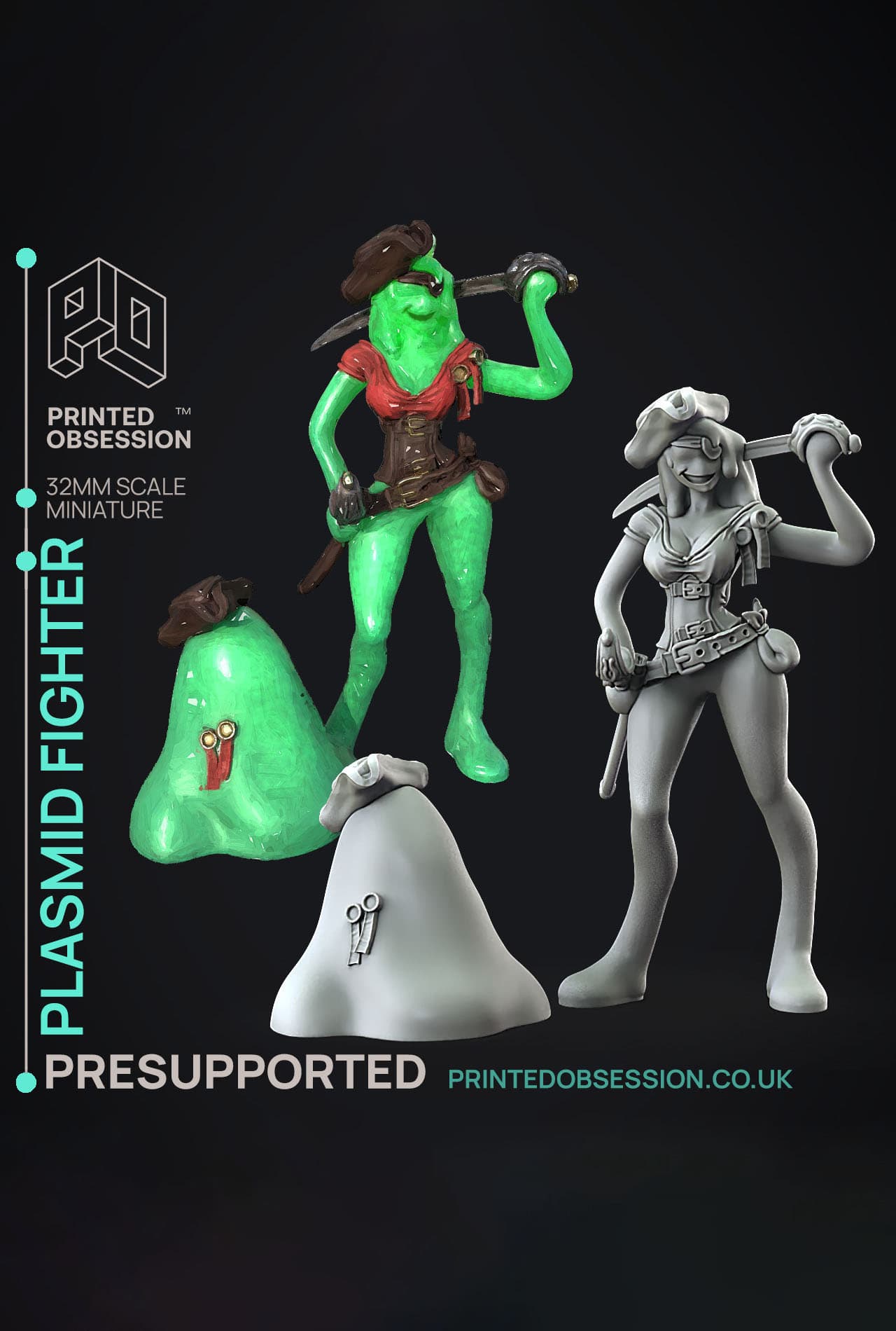 Plasmoid Pirate - Weird Shores - PRESUPPORTED - Illustrated and Stats - 32mm scale 3d model