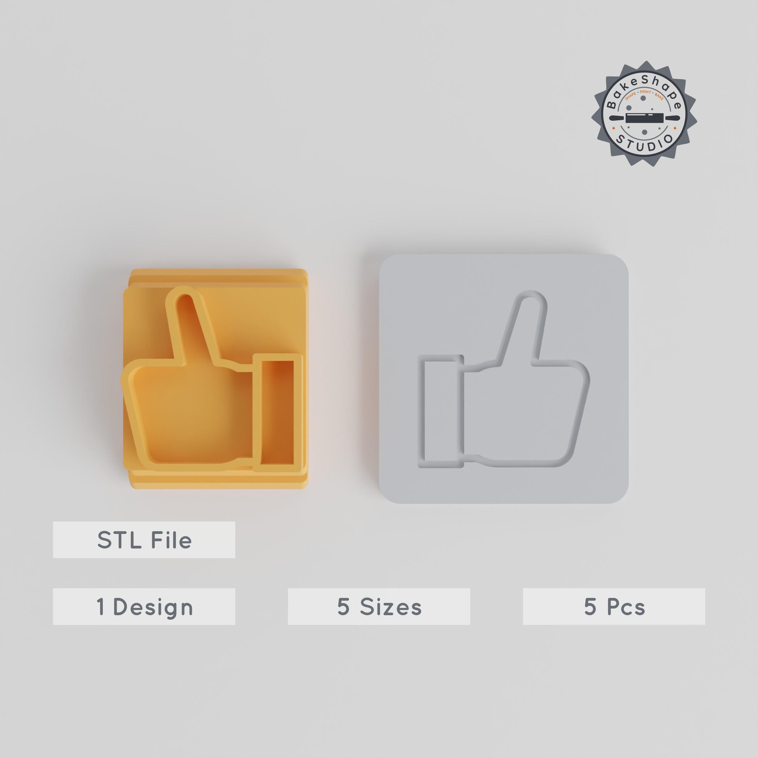 Thumbs Up Stamp Tile Collection, 5 Motif Sizes for Clay & Fondant, Like & Approval Hand Gesture Design, Perfect for Party Decorations PRODUCT_4776 3d model