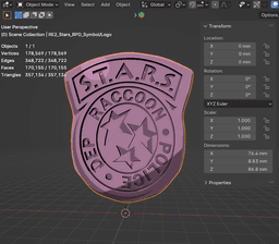 FREE ResidentEvil 2 RPD STARS logo and Emblem / Badge 3d model