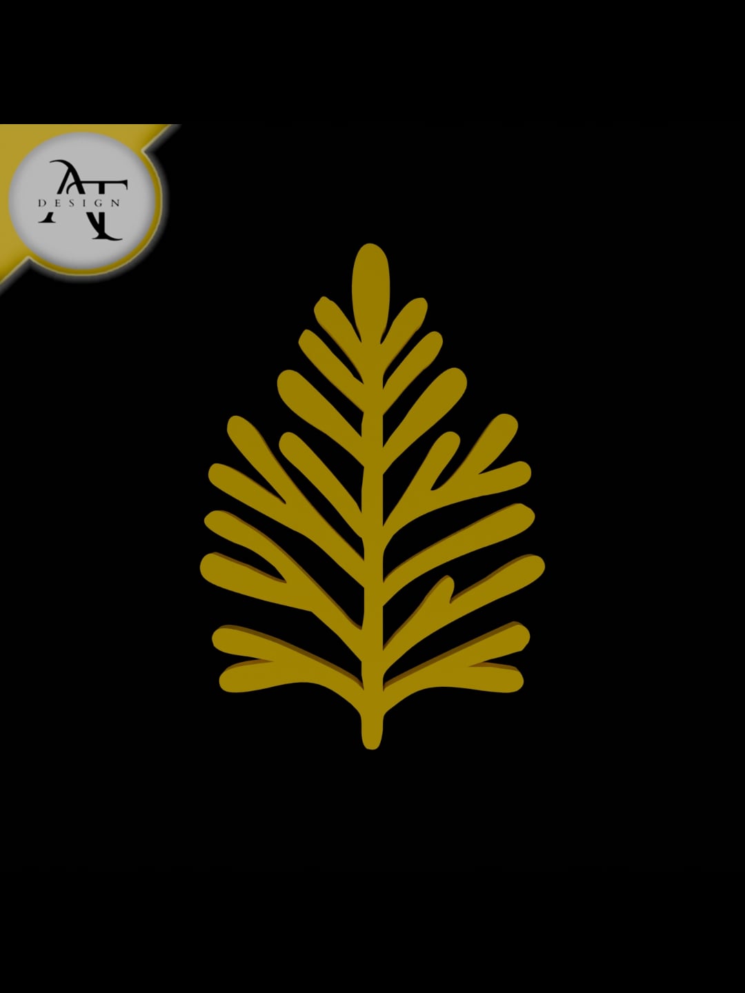 Simple Leaf Symbol - 2D Art 3d model