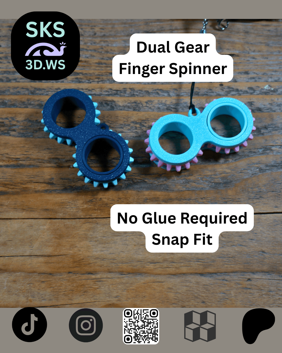The Dual Gear Keyring Fidget Free Model 3d model