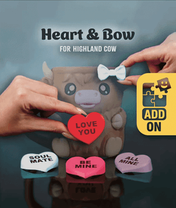 Heart & Bow Addon - for Highland Cow Ice Pint Holder 3d model