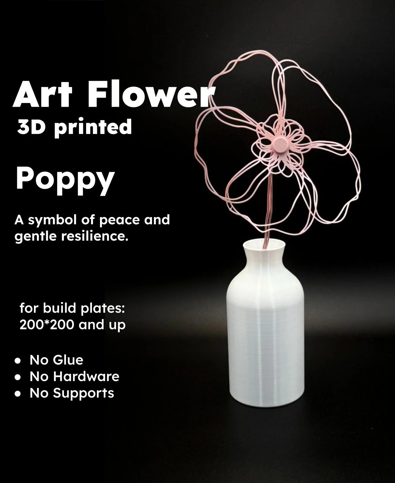 Poppy – 3D Printed Art Flower 3d model
