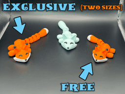 Cute Tiny Articulated Kawaii Fox (2 tail lengths) 3d model
