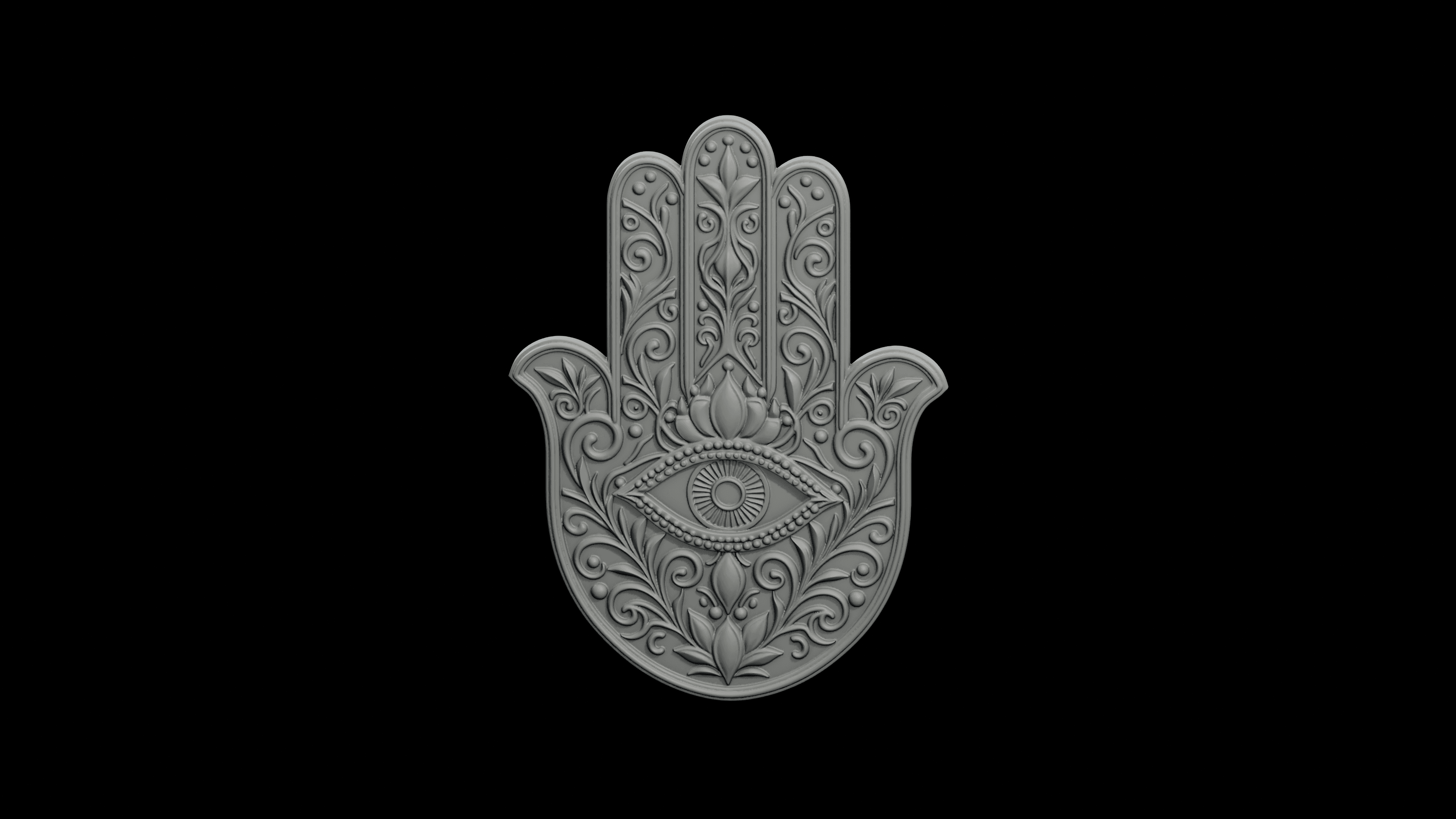 Hamsa Guardian Hand Plaque STL - Printable Spiritual Decor Object 3d model