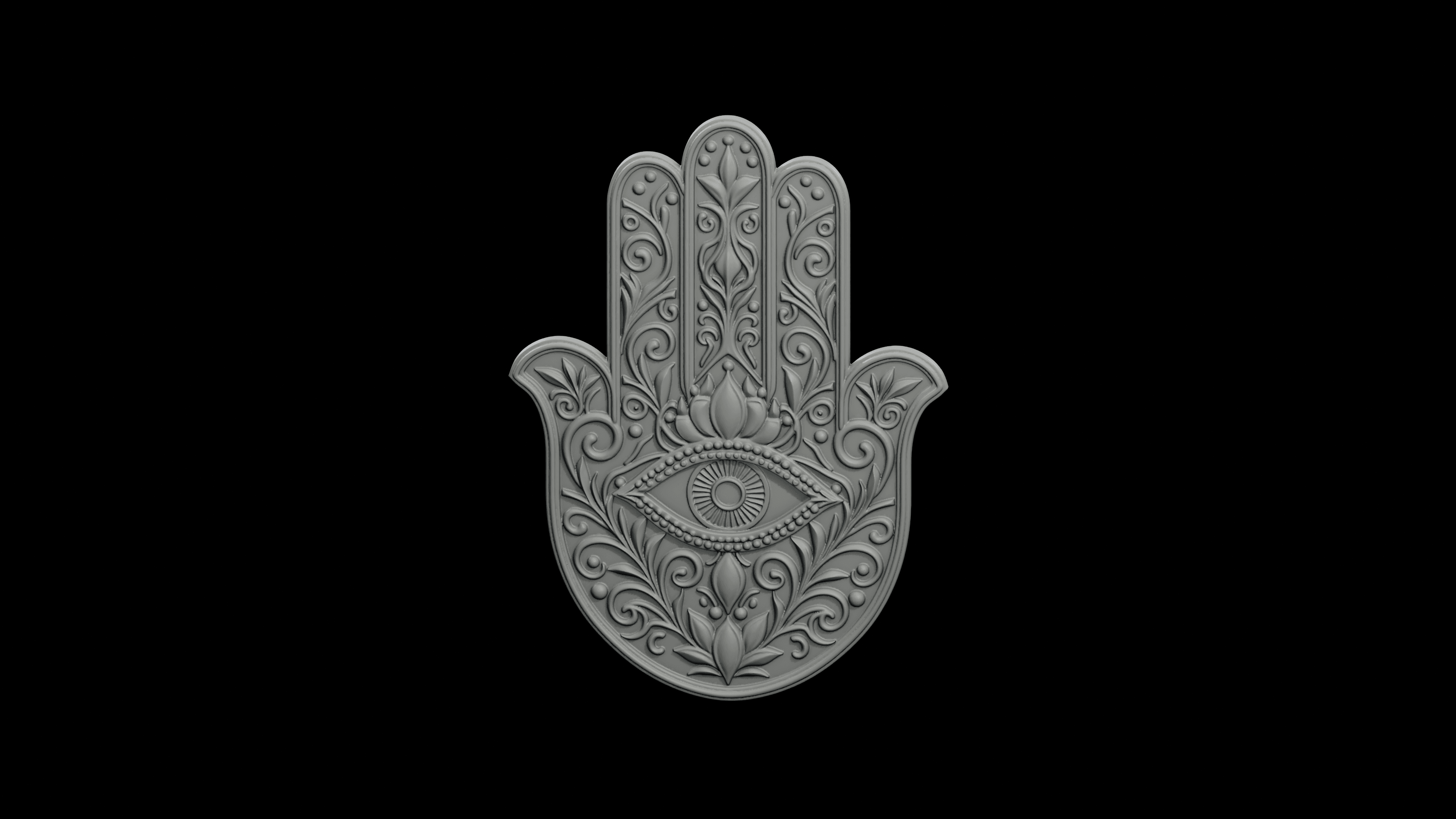Hamsa Guardian Hand Plaque STL - Printable Spiritual Decor Object 3d model
