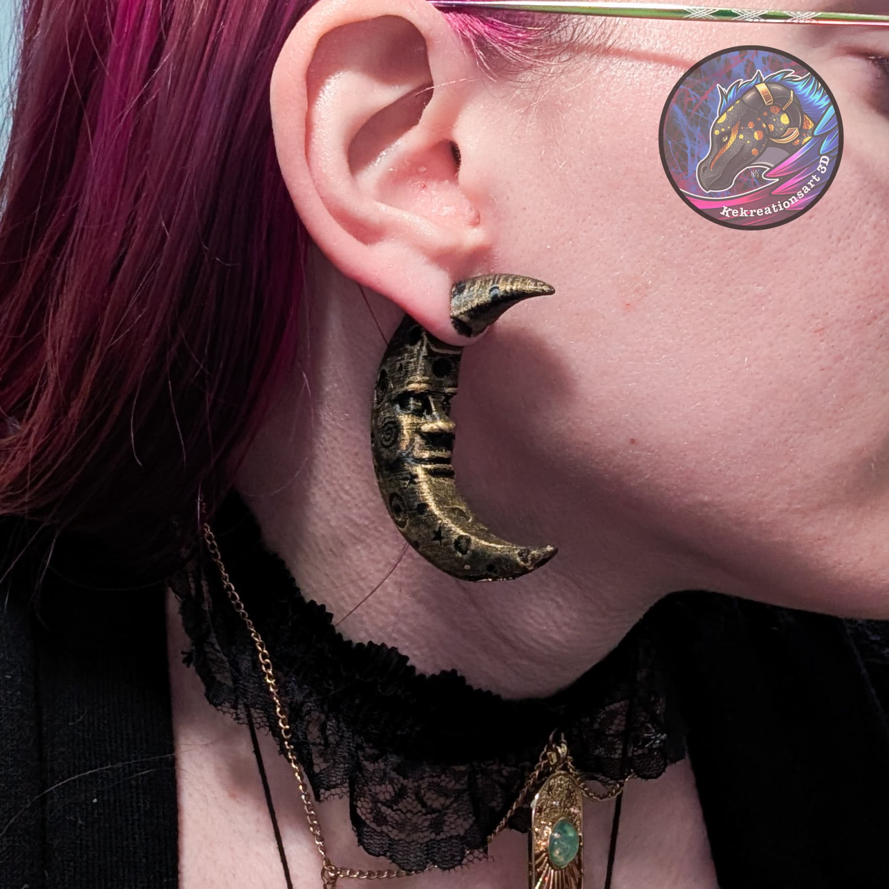 crescent moon faux gaues and pendant swet 3d model