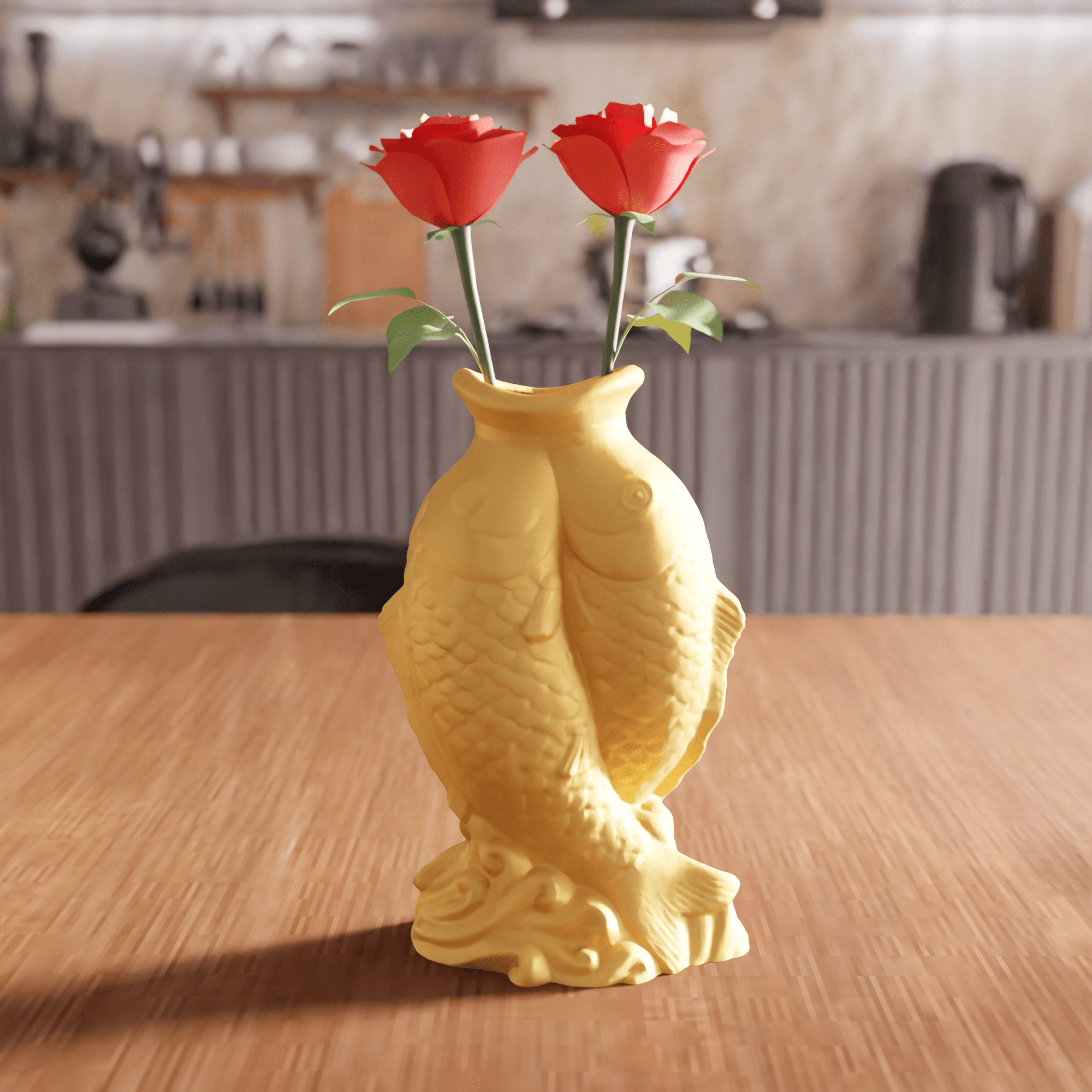 Feng Shui Twin Koi Fish Vase 3d model