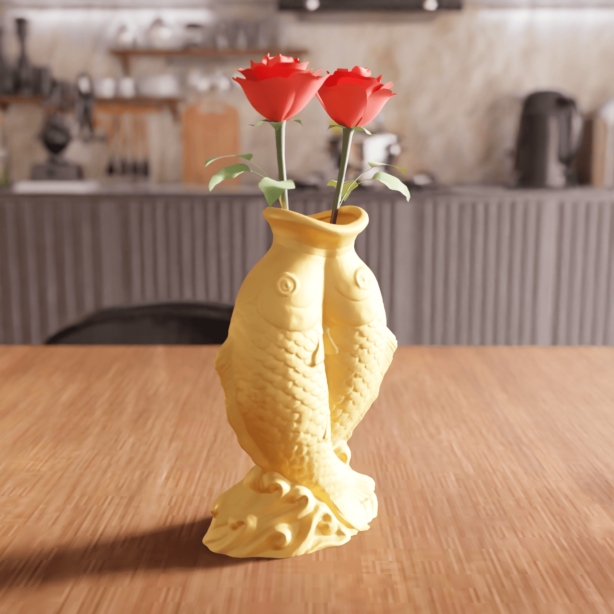 Feng Shui Twin Koi Fish Vase 3d model